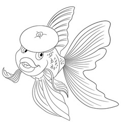 Beautiful Cartoon Goldfish In A Beret