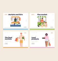 Set Of Landing Page Advertising Street Market