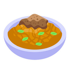 Travel Pasta Bowl Icon Isometric New York