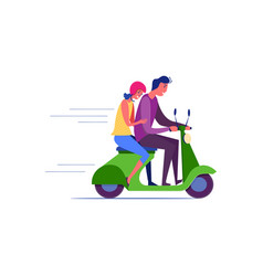 Two Young People Riding Scooter