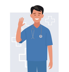 Character Is A Male Doctor Waving His Hand