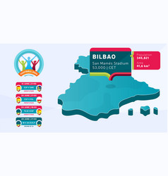 Isometric Spain Country Map Tagged In Bilbao