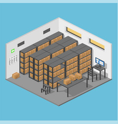 Isometric Storage Room Warehouse With Parcels