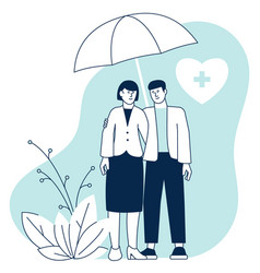 Couple Standing Under Umbrella Health Protection