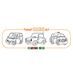 Funny Small Retro Cars With Eyes Coloring Book Set