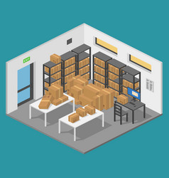 Isometric Storage Room Warehouse With Parcels