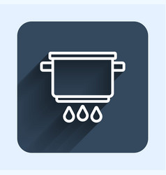 White Line Cooking Pot On Fire Icon Isolated