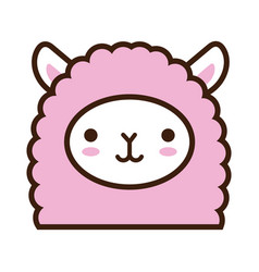 Cute Little Llama Kawaii Animal Line And Fill