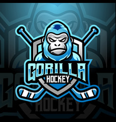 Gorilla Ape Mascot Ice Hockey Team Logo Design