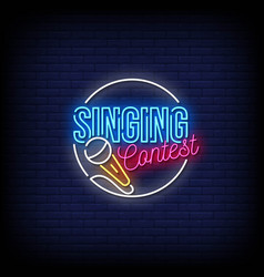 Neon Sign Singing Contest With Brick Wall