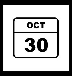 October 30th Date On A Single Day Calendar