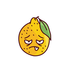 Tired Lemon Color Line Icon Mascot Of Emotions