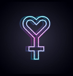 Glowing Neon Line Female Gender Symbol Icon