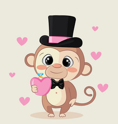 Loving Monkey Boy Pink Red Hearts And Diamond