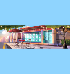 Restaurant Facade Background Banner In Flat