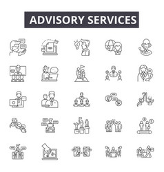 Advisory Services Line Icons Signs Set