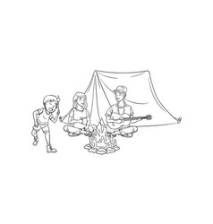 Camping Isolated Coloring Page For Kids