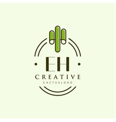 Eh Initial Letter Green Cactus Logo