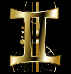 Gemini Zodiac Symbol Shiny Luxury Golden Sticker