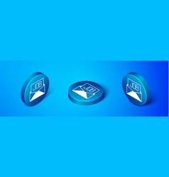 Isometric Search Job Icon Isolated On Blue