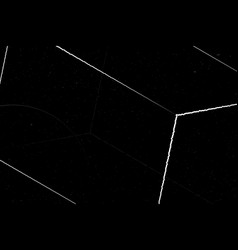 3d White Outline Cuboid On A Black Background