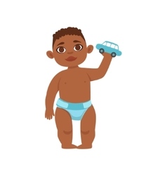 Black Boy Toddler In Diaper Holding Toy Car Part