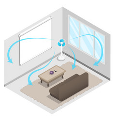 Isometric Living Room With Home Theater Projector