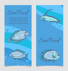 Seafood Restaurant Menu Template Hand Drawn Fish