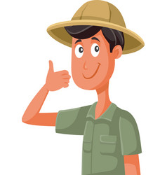 Man Wearing Safari Costume Holding Thumbs Up