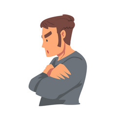 Side View Angry Man With Folded Arms Person