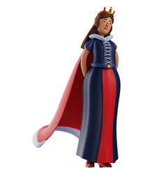 3d Queen Cartoon Wearing An Elegant Royal Robe