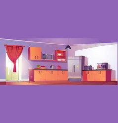 Office Kitchen Interior Cartoon