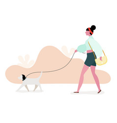 Women Leash Dog In Park