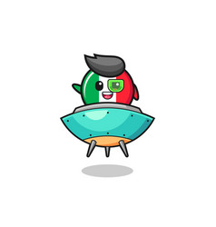 Italy Flag Cartoon Riding A Future Spaceship