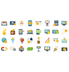 Monetization Icons Set Flat Data Money