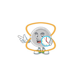 N95 Mask Mascot Design Concept Holding A Circle