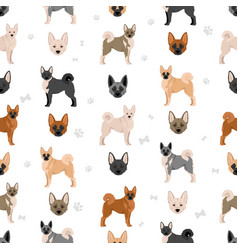 Norwegian Buhund Seamless Pattern Different Poses