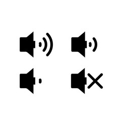 Simple Icons Of Speaker Volume With Sound Waves