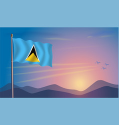 St Lucia Flag In The Morning Sun