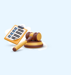 3d Clipboard With Attached List Judges Gavel