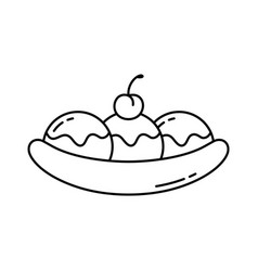 Banana Split Linear Icon Fruit Dessert