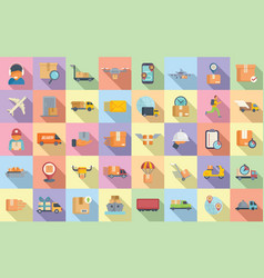 Fast Shipping Icons Set Flat Business