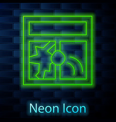 Glowing Neon Line Broken Window Icon Isolated