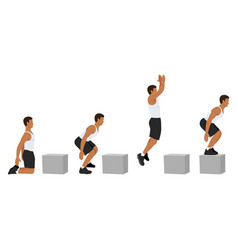 Man Doing Knee To Box Jump Squat Or Power Jump