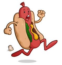 Scared Running Hot Dog Cartoon Character