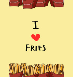 I Love Fries Doodle Background