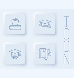 Set Line Book With Apple Graduation Cap Cursor