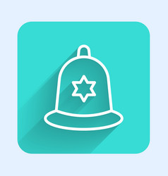 White Line British Police Helmet Icon Isolated