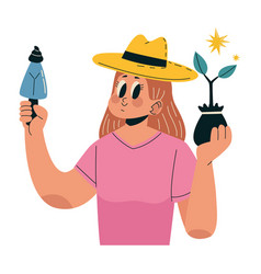 Female Ecologist With Plant