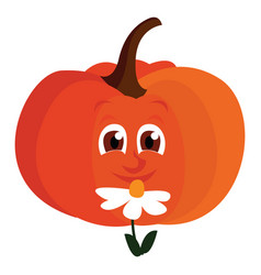 Pumpkin With Flower On White Background